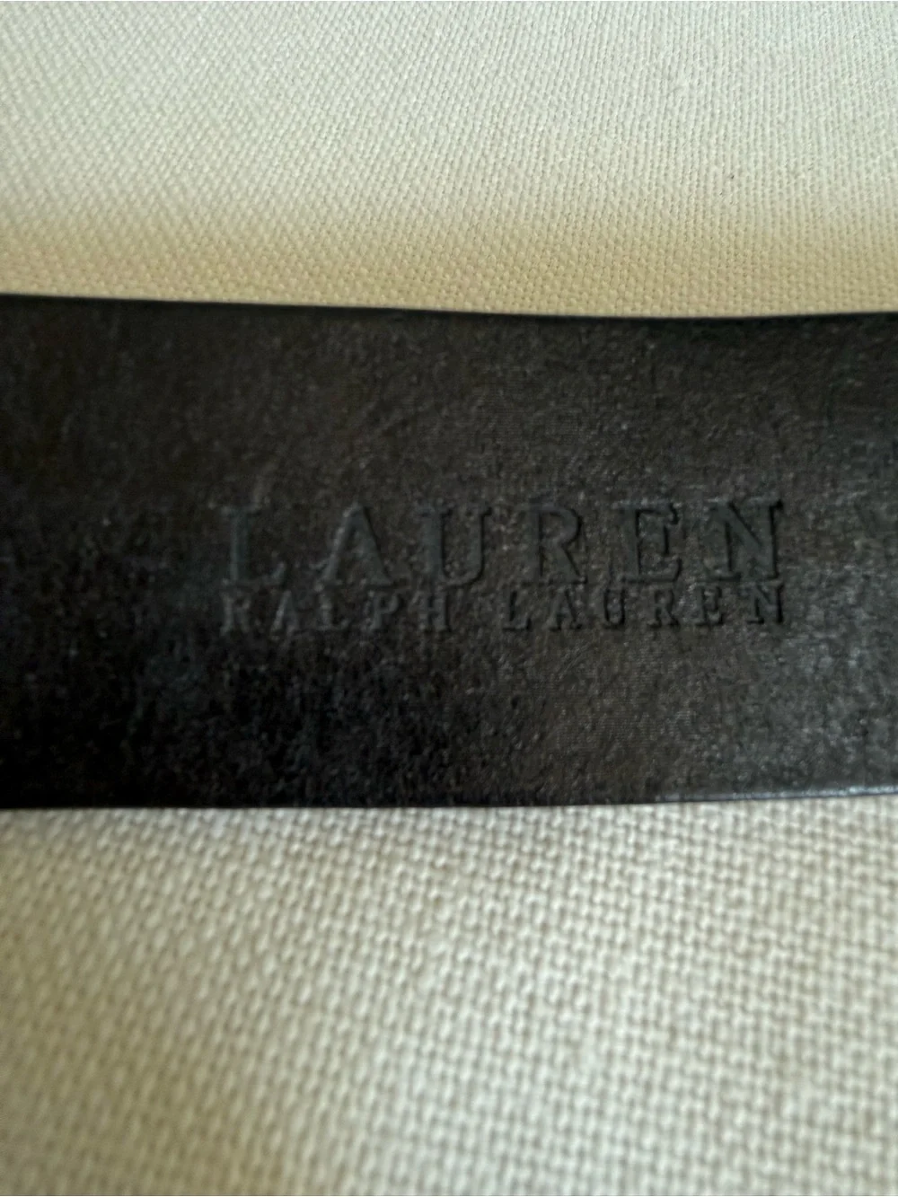 LAUREN RALPH LAUREN Floral Embossed Genuine Leather Black Belt Size XL
